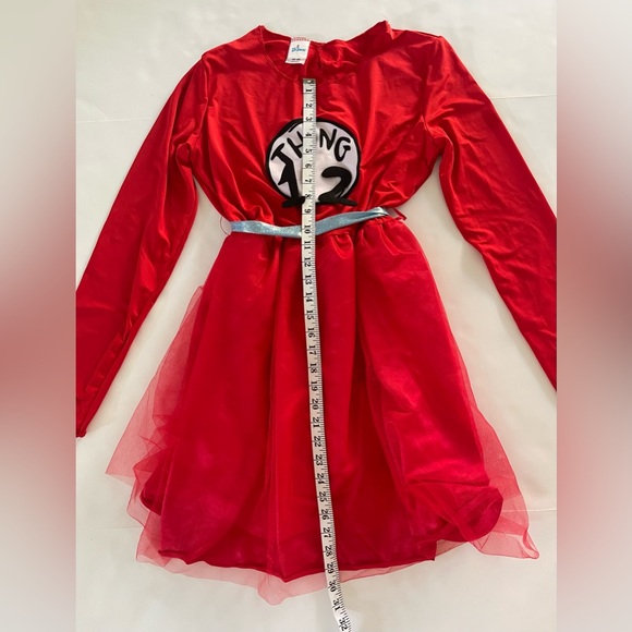 Dr. Seuss thing 1/2 dress, headband, tshirt and leggings costume size Large - Picture 5 of 12
